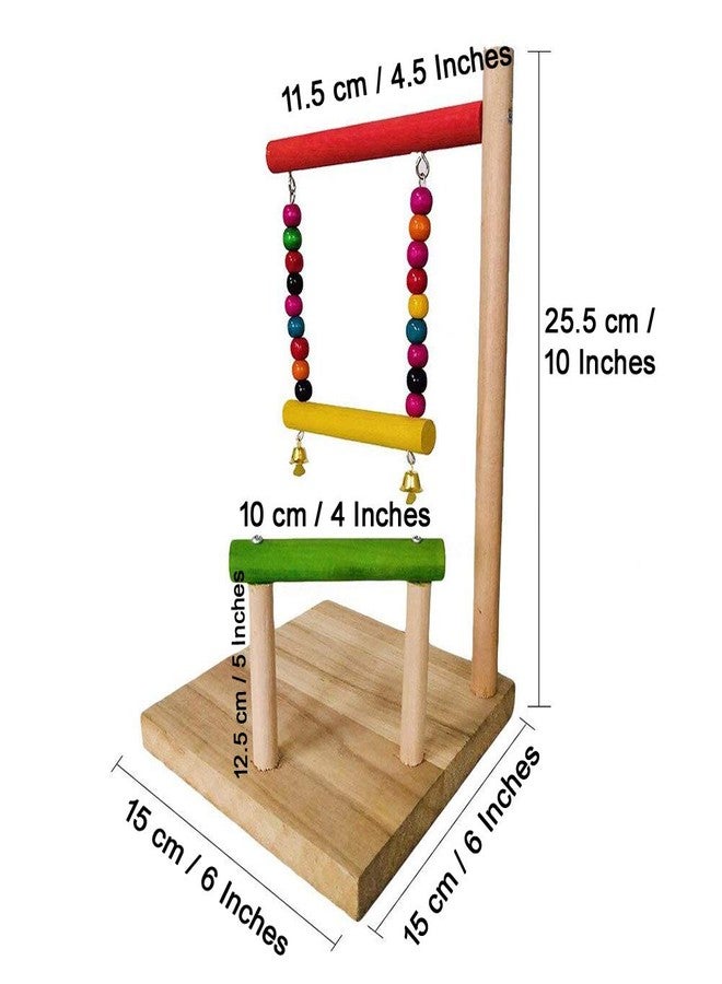 Western Era 2 Floor Cage Gym, Exercise Stand with Natural Wood Playful Bird Stand, Bird Toy (Small Birds) - Image 2